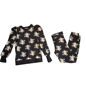 Janie & Jack Floral Puff Sleeve French Terry Sweatshirt W/ Pants Size: 8
